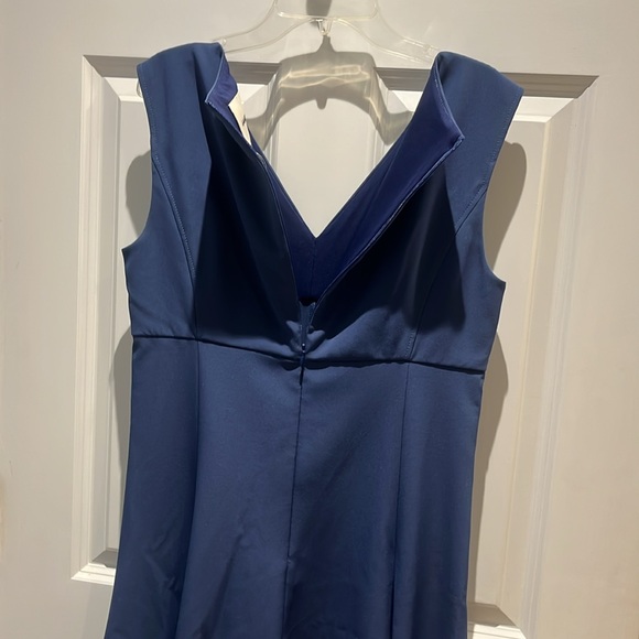 Lands' End Blue A-Line Sleeveless Midi Dress V-Neck - Picture 4 of 5